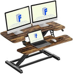 FLEXISPOT Standing Desk Converter 36" Desk Riser for Dual Monitor, Sit Stand Computer Workstation with Spacious Keyboard Tray, Ergonomic Height Adjustable Stand Up Desk Riser, Rustic Brown by Unknown