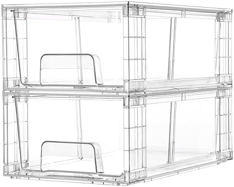 Vtopmart 2 Pack Stackable Clear Drawer with Dividers by Vtopmart