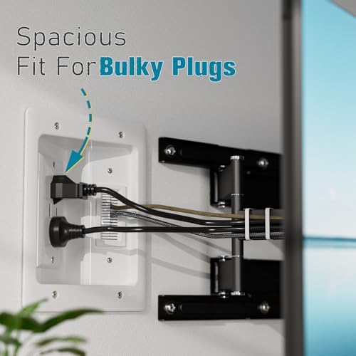 TV Cord Hider for Wall Mounted TV, in-Wall Cable Management Kit, Outlet Box– Dual Outlet Cord Hider with TypeC/USB Power Port & Low Voltage Support, Includes Drywall Saw, Template & Extension Cable - Image 5