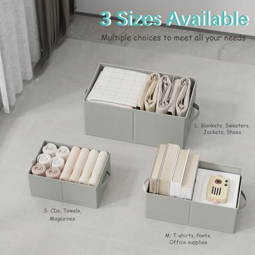 Storage Basket, Closet Organizer, 3 Pack, Grey, 18.5x11x7.9 In - Image 5