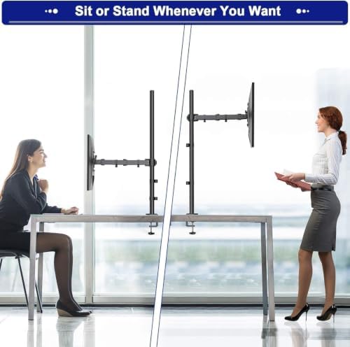 HUANUO Single Monitor Arm with 39 inch Extra-Tall Pole, Adjustable Computer Desk Mount for 13–32 inch Screens and up to 38 inch Ultrawide Screens, Hold 22 lbs, Monitor Stand with C-Clamp & Grommt Base - Image 6