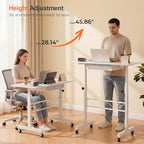 COMHOMA Small Standing Desk with Storage Drawer, Mobile Height Adjustable Rolling Sit Stand Desk with Lockable Wheels 4‑Level Portable Laptop Desk for Small Space Home Office Treadmill Workstation - Image 6