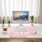 Pink Collage Desk Mat Set Coquette Floral Cute Aesthetic Large Mouse Pad with Wrist Rest 4in1 Desk Mat for Desktop Ergonomic Computer Desk Arm Wrist Anti-Slip Computer Mouse Pad Home Office Gaming - Image 6