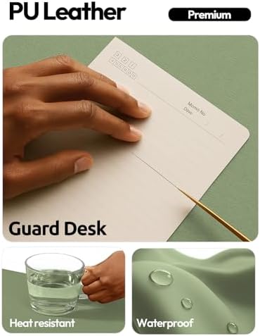 YSAGi Leather Desk Protector, Office Mat, Large Mouse Mat, Non-Slip PU Leather Blotter, Laptop Desk Mat, Waterproof Writing Pad for Office and Home(Bamboo Green, 63" x 24") - Image 3