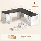 SEDETA Farmhouse 69" Executive L Shaped Office Desk with 4 Drawers, Storage - Image 2