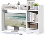 LAND·VOI Desktop Bookshelf with Drawer, Desk Hutch with 4 Storage Shelves for Computer Desk, Desk Shelf for Home Office Dorm, Dressing Tabletop, Bar Countertop, White by LAND%C2%B7VOI