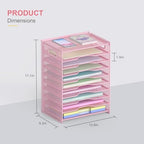OUTWOLF 10 Tier Paper Organizer - Letter Tray Mesh Desk File Organizer with Handles for Office School Desktop, Pink - Image 3