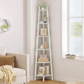 Hoctieon Corner Shelf, 6-Tier Corner Bookshelf, Rustic Ladder Shelf, Industrial Display Stand for Living Room, Kitchen, Home Office, Balcony, Small Space, Metal Frame, White by Hoctieon
