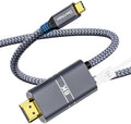 USB C to HDMI Cable with 240W PD Fast Charging, 8K@60HZ,4K@120Hz,Thunderbolt 5/4/3 Compatible,Upgraded Braided 2-in-1 Type C to HDMI for MacBook, iPhone17/16/15,iPad,HDTV(10FT,Grey) by DavVision