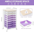 SYKIARIOL Rolling Cart with Drawers,8 Drawers Storage Cart,Purple - Image 2
