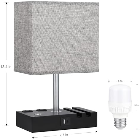 Touch Bedside Table Lamp for Bedroom, 3-Way Dimmable, USB C+A, 2 AC Outlets - Image 6