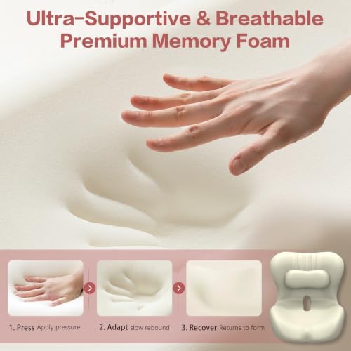 Office Chair Cushion with Adjustable Lumbar Support Pillow, Ergonomic Memory Foam Seat Cushion for Desk Chair, Tailbone Pressure Relief Cushion with Back Support Pillow for Car Seat - Image 6