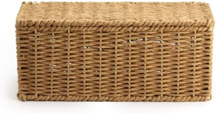 Handwoven Natural Raffia Cable Management Box with Lid – Decorative Cord Organizer for Power Strips, Surge Protectors & Charging Cables – Woven Storage Basket for Home & Office (Natural Raffia) - Image 6
