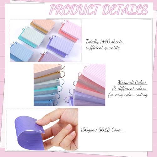 Ctosree 1440 Pcs Back to School Index Cards, 3 x 5 Inch, Vintage Color - Image 3