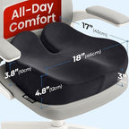 5 STARS UNITED Seat Cushion - Memory Foam Chair Cushion for Tailbone Pain Relief - Ergonomic Support for Coccyx, Sciatica & Butt - Office, Desk & Gaming Chair, Car Seat, Wheelchair, Black Suede - Image 2