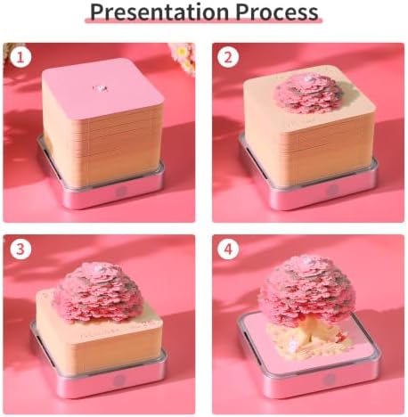 3D Calendar 2027, Desk Time Piece Calendar 2027,Tear-Away 3D Paper Art Notepad w LED Lights,Creative 3D Memo Artsy Pad Calendars, DIY Paper Carving Gift (Pink Tree-A) - Image 6