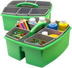 Storex Large Classroom Craft Caddy with Cups, 13 x 11 x 6.575 Inches, Green, Case of 2 (00983A02C) by Storex