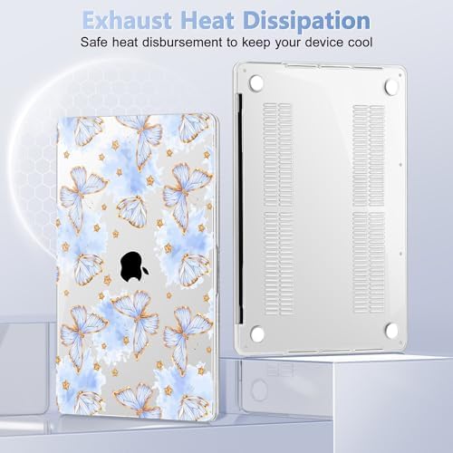 May Chen for MacBook Pro 16 inch A2141 2020 2019 Release, Screen Protector & Keyboard Cover Plastic Soft-Touch Case for MacBook Pro 16-inch with Touch Bar & Touch ID - Blue Butterfly - Image 5