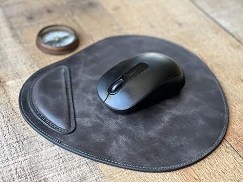 HARDISTON Genuine Leather Mouse Pad with Wrist Support & Non-Slip Base, Desk Home Office Gaming Laptop Computer Accessories Waterproof Mousepad with Wrist Rest (Black) - Image 2