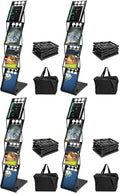 QWORK Magazine Brochure Display Rack Stand, 4 Pocket Foldable Literature Catalog Rack Book Holder Tradeshow Display Stand, for Office Store and Exhibition Trade Show (Black) (Pack of 4) by QWORK