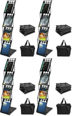 QWORK Magazine Brochure Display Rack Stand, 4 Pocket Foldable Literature Catalog Rack Book Holder Tradeshow Display Stand, for Office Store and Exhibition Trade Show (Black) (Pack of 4) by QWORK