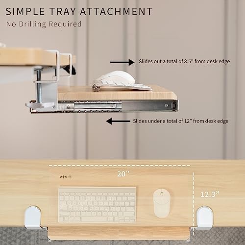 VIVO Light Wood Clamp-on 20 x 11 in Keyboard Tray, MOUNT-KB05ES-A - Image 5