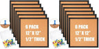 Thyle 6 Pcs Small Cork Bulletin Board 12 x 12, Framed Corkboard 1/2 Thick Vision Board Small Square Pin CorkBoard Decor Display Organizer for Wall Home Office School (Pack of 2) by Thyle