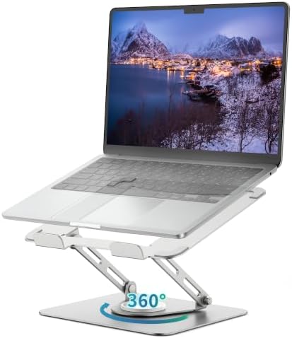 ALASHI 360° Rotating Laptop Stand, Multi-Angle, 10-17", Silver by ALASHImakeyourlifesimplerandeasier%EF%BC%81