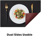 Artoid Mode Black Faux Leather Placemats Set of 8, 12x18 Inch Waterproof Wipeable Heat Resistant Vinyl Halloween Place Mats, Reversible Table Mats for Kitchen Dining Decor - Image 6