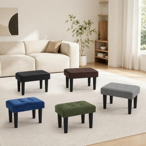 CAROLMADE Footstool Ottoman with Legs, Velvet Small Foot Rest Under Desk, Ottoman with Storage for Living Room, Bedroom, Entryway Green - Image 6
