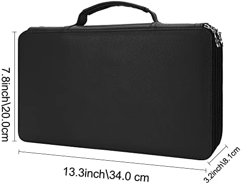 Vomgomfom PU Leather Pencil Case, Holds 100 Markers/300 Pens,Solid Black - Image 2
