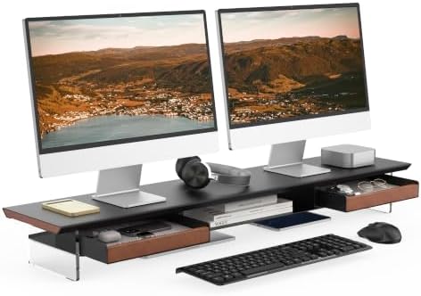 Fenge 42.5-Inch Monitor Stand with 2 Flexible Drawers, Black by Fenge