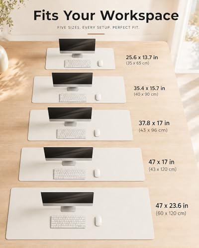 Aothia Cork Desk Mat - Dual-Sided XL PU Leather Desk Pad & Full Desk Protector, Large Waterproof Desktop Mat for Office & Gaming (47" x 23.6", Off-White) - Image 4