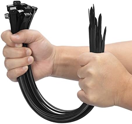 XINGO 16 inch Black Long Zip Ties Heavy Duty 300 PCS, 200LBS Ultra Strong Plastic Wire Ties, Large Cable Ties Extra Long Tie Wraps, Indoor and Outdoor UV Resistant by XINGO