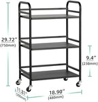 DCLRN 3 Tier Rolling Cart,Storage Organizer Cart,Multifunctional Storage Shelves,Rolling Metal Organization Cart with Handle and Lockable Wheels,for Home,Office,Kitchen,Bathroom(Black) - Image 3