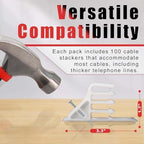 100 Pack Cable Stackers with Steel Nails, White Electrical Wire Clip Set - Image 3