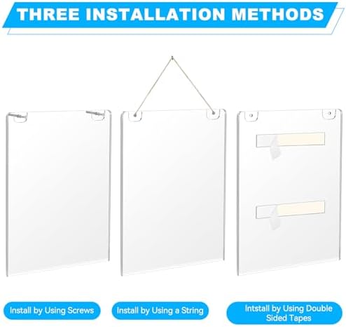 Daofary Acrylic Wall Sign Holder 8.5 x 11, 10 Pack Wall Mount,3-Way Install - Image 5