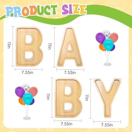 4PCS Baby Charcuterie Board Letters-(with 14 Balloons) Fillable Letter Food Serving Tray for Party Desserts Container Fruit Platter,Reusable for Baby Shower Gender Reveal Birthday Party Décor - Image 3