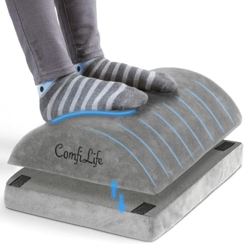 ComfiLife Foot Rest for Under Desk at Work – Adjustable Height Memory Foam Foot Stool for Under Desk, Office Chair & Gaming Chair – Ergonomic Footrest for Back & Hip Pain Relief (Gray) by ComfiLife