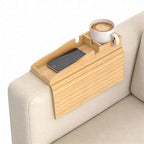 Korser Couch Armrest Table, Sofa Arm Tray with Removable Cup Holder, 2 in 1 Anti-Slip Armrest Tray Table for Couch, Bamboo Foldable Couch Cup Holder for Drinks Snacks Phone Remote Control by KORSER