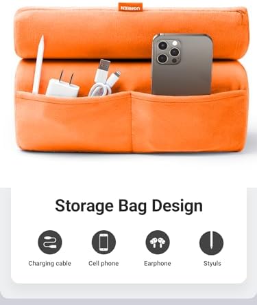 UGREEN Tablet Pillow Stand for Lap Soft Holder Bed with 3 Viewing Angles Adjustable Home Office Accessories Compatible with iPad Pro 13 12 11 10.5 Air Mini 5 4 3 2 Phone 16 15 14 E-Reader Orange - Image 5