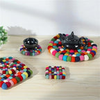 Wool Felt Woven Cup Mats Coasters Set Handmade Table Protector Cute Desk Pads - Image 2
