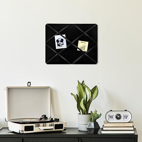 Black Fabric Memo Bulletin Board, 17x13 inches Velvet Pin Board for Wall, Vision Board Message Board Cork Board with Criss-Cross Ribbons for Home Office School Wall Decor(BK Velvet,4333) - Image 5