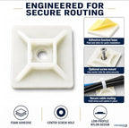 Kable Kontrol Zip Tie Mounts, 1” Natural White, 5500 Pcs Adhesive Backed - Image 4