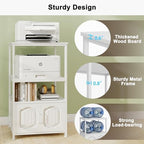 Natwind 4 Tier Printer Stand, File Cabinet w/Adjustable Open Shelves,White - Image 6