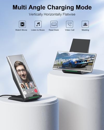Fast Wireless Charger, [2 Pack] NANAMI Wireless Charging Stand Compatible with iPhone 17/17 Air/17 Pro/17 Pro Max/16/15/14/13, Desktop Nightstand Phone Charger Dock for Galaxy S26/S26+/S25/S24/S23/S22 - Image 4