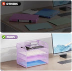 Marbrasse 2 Pack 4 Tier Paper Organizer Letter Tray - Mesh Desk File Organizer with Handle, Paper Sorter Organizer for Letter/A4 Office File Folder Holder (Purple, 12.6" x 9.1" x 10.7") - Image 2