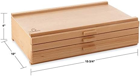 7 Elements 3 Drawer Wooden Artist Storage Supply Box for Pastels, Pencils, Pens, Markers, Brushes and Tools - Image 3