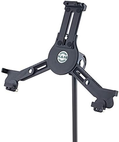 K&M - Konig & Meyer 19790.516.55 - Universal Tablet iPad Holder for Mic Stand - Switch Landscape to Portrait - Professional Grade for all Musicians - Studio or Remote Home Use - German Made - Black by K%C3%B6nigMeyer