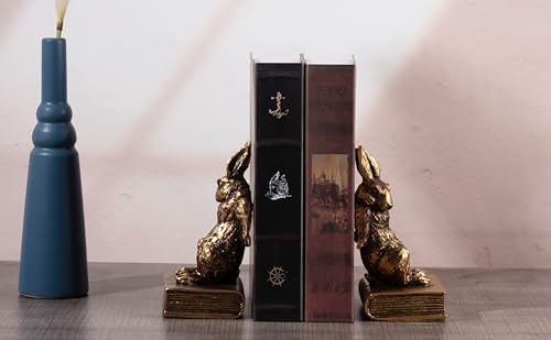 Book Ends for Shelves to Hold Books Hevay Duty,Decorative Rabbit Bookends - Image 6